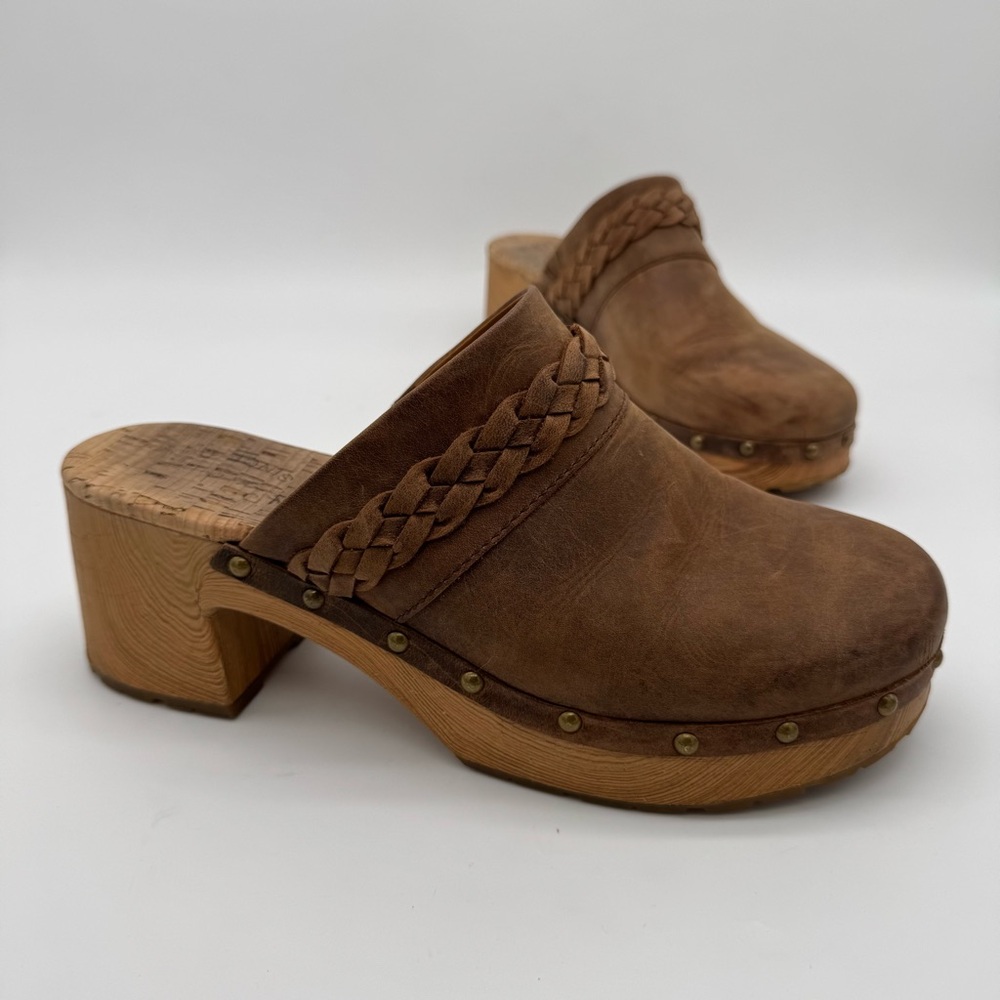 Kork-Ease Tilly Brown Leather Braided Strap Clog Size 11 M